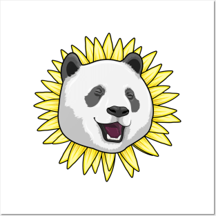 Panda with Sunflower Posters and Art